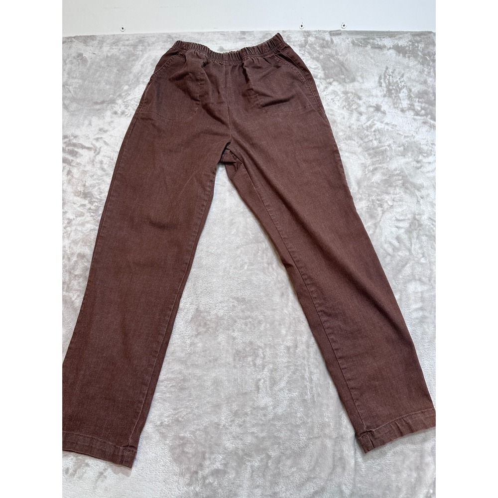 Blair Pants Womens Size PS Brown Elastic Waist Solid No Pockets Sleek EUC